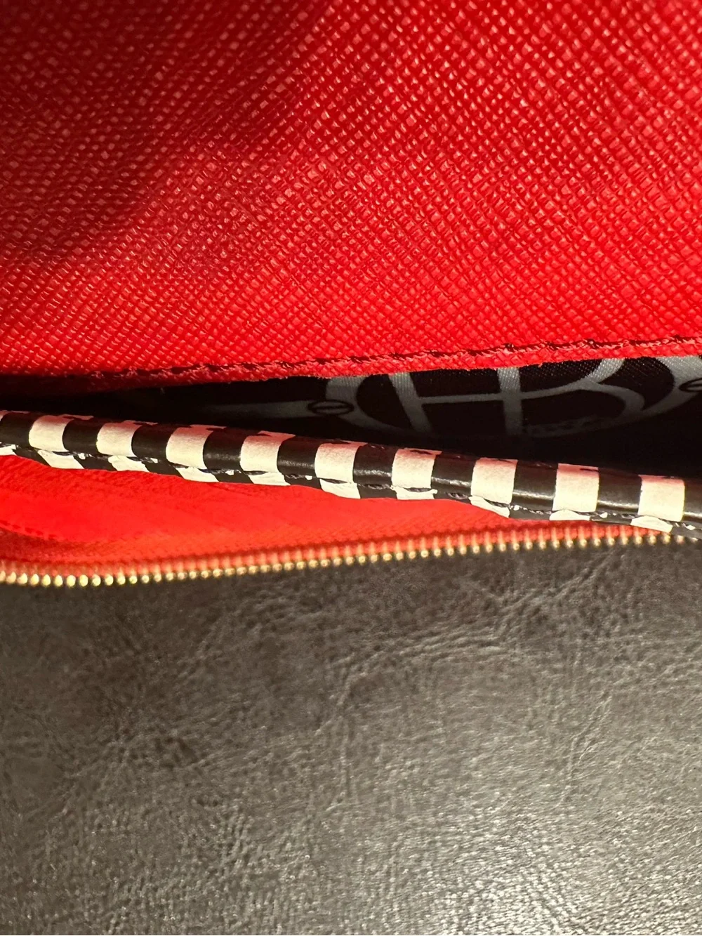Henri Bendel Red Saffiano Leather Zip Around Wallet Clutch Organizer